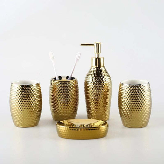 5 Pice Golden Ceramic Bathroom Kit