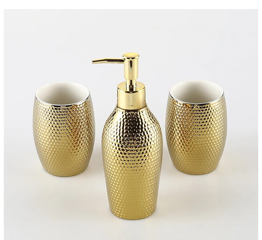 5 Pice Golden Ceramic Bathroom Kit